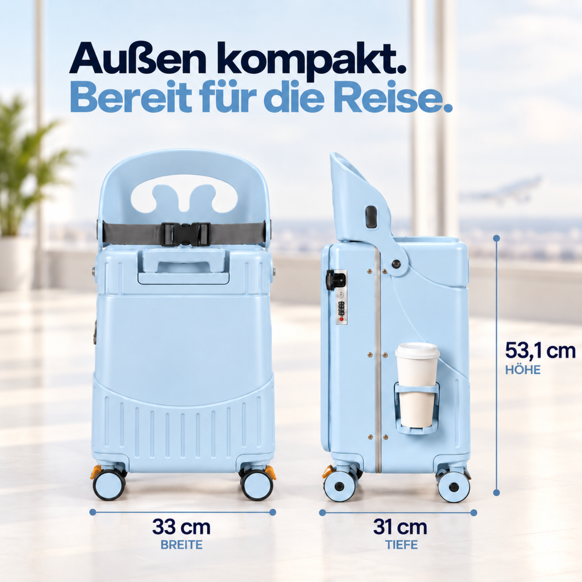 TinyRide™ Koffer mit Kindersitz