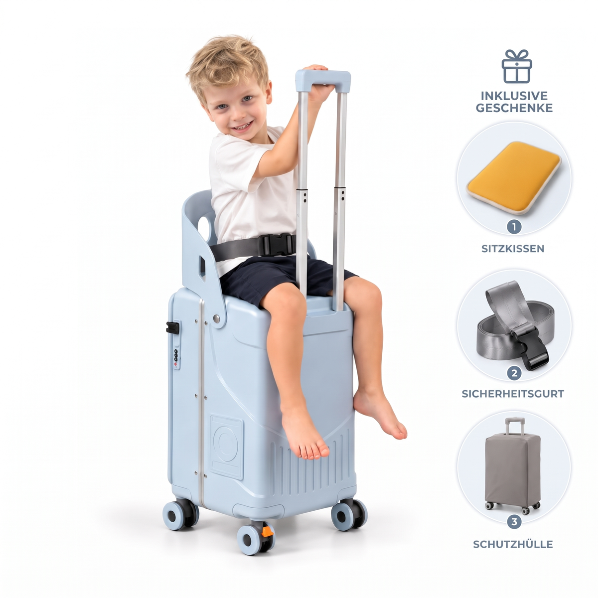 TinyRide™ Koffer mit Kindersitz